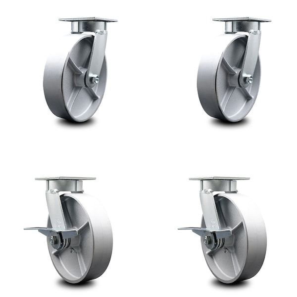 Service Caster 8 Inch Kingpinless Semi Steel Wheel Swivel Caster Set with 2 Brakes SCC SCC-KP30S820-SSR-2-SLB-2 - main